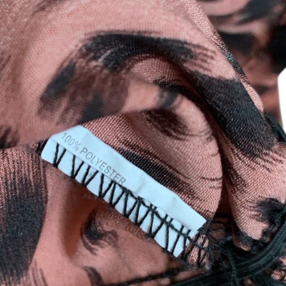 Nasty Gal Top Size 6 Pink Black Cheetah Blouse Lightweight Animal Print Shirt - Picture 2 of 5